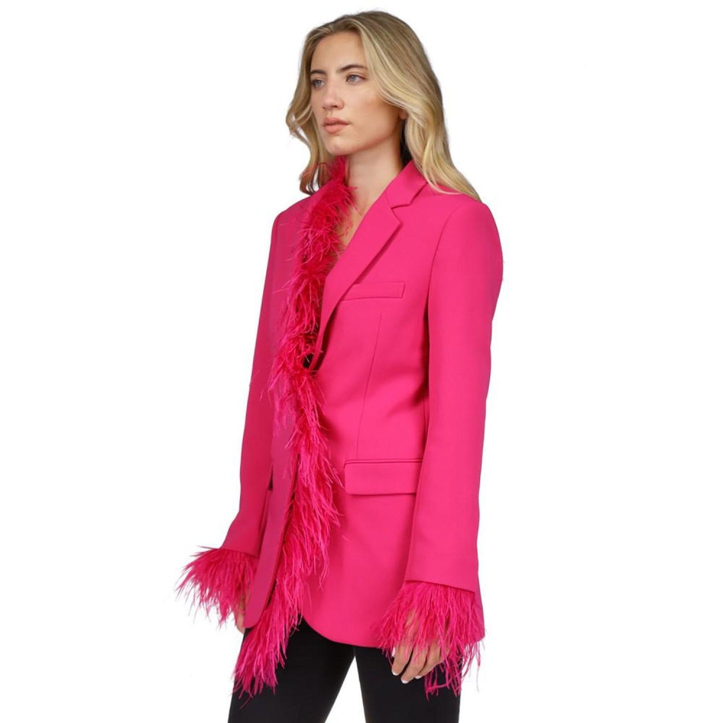 Women's Boyfriend Blazer with Removable Feathers