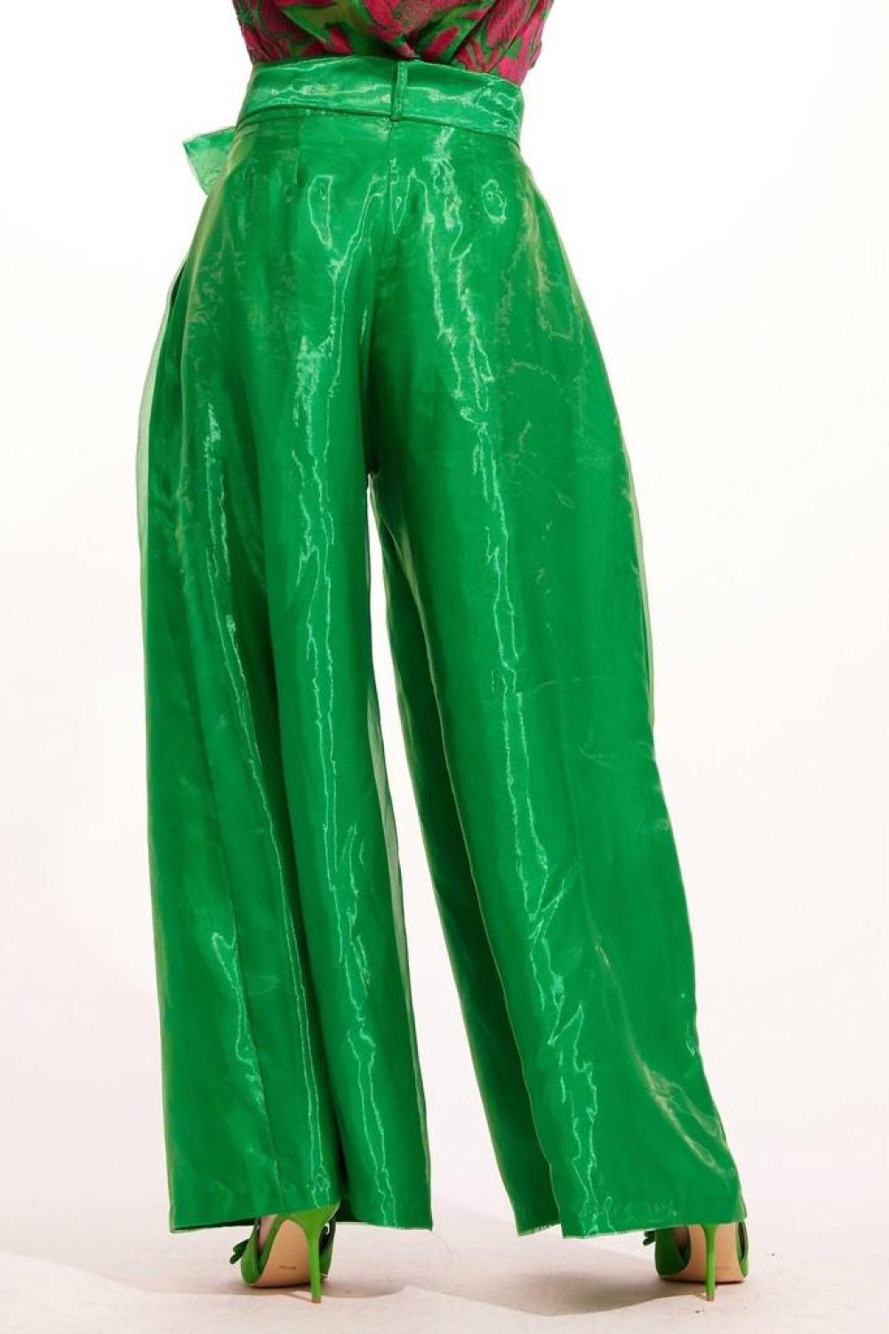 Belted Wide-Leg Pants In Poison Ivy