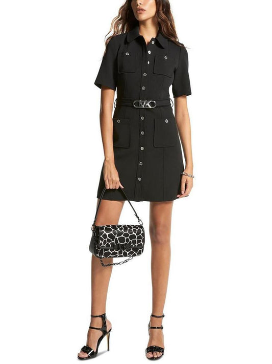 Womens Collared Mini Shift Dress