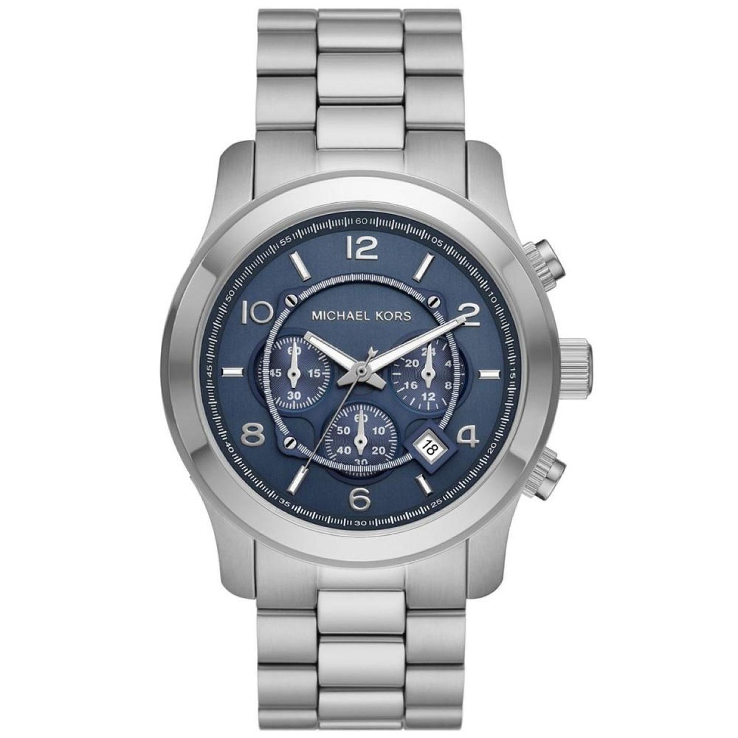 Unisex Runway Quartz Chronograph Silver-Tone Stainless Steel Watch 45mm