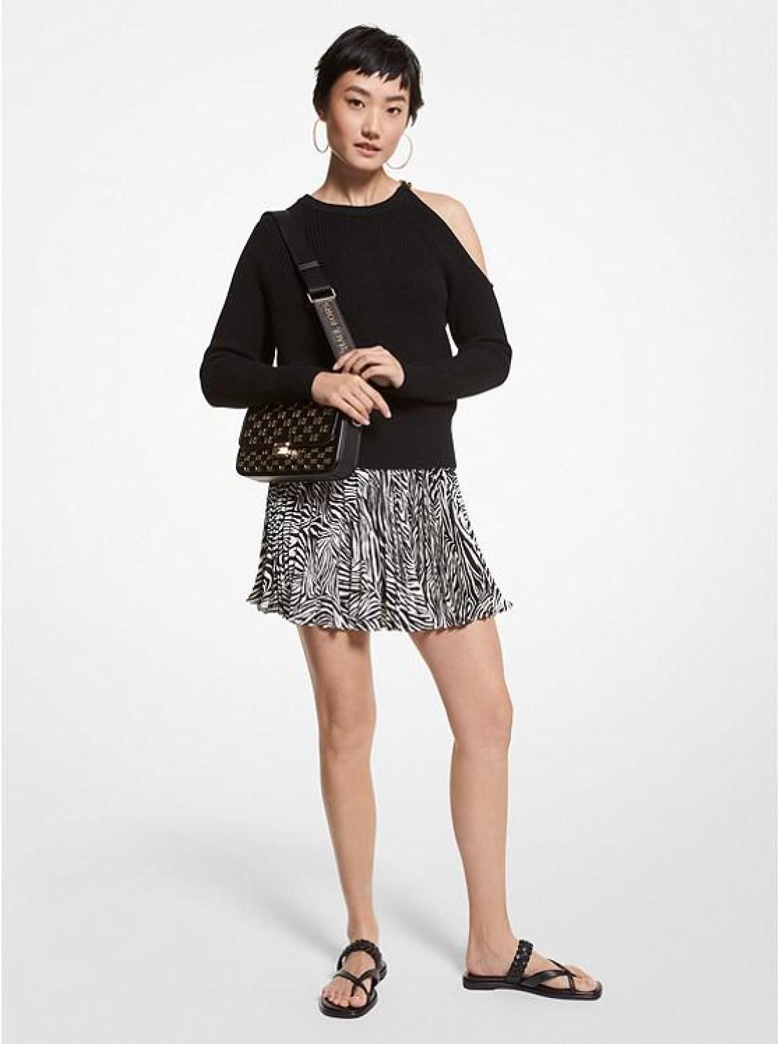 Ribbed Wool Blend Asymmetric Sweater