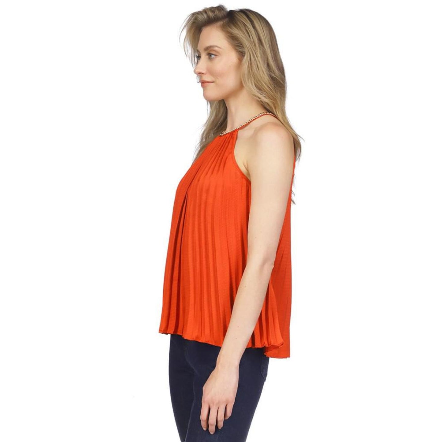 Women's Pleated Chain Sleeveless Top