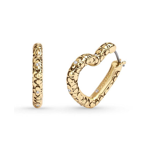 Faux Stone Signature Quilted Heart Hoop Earrings