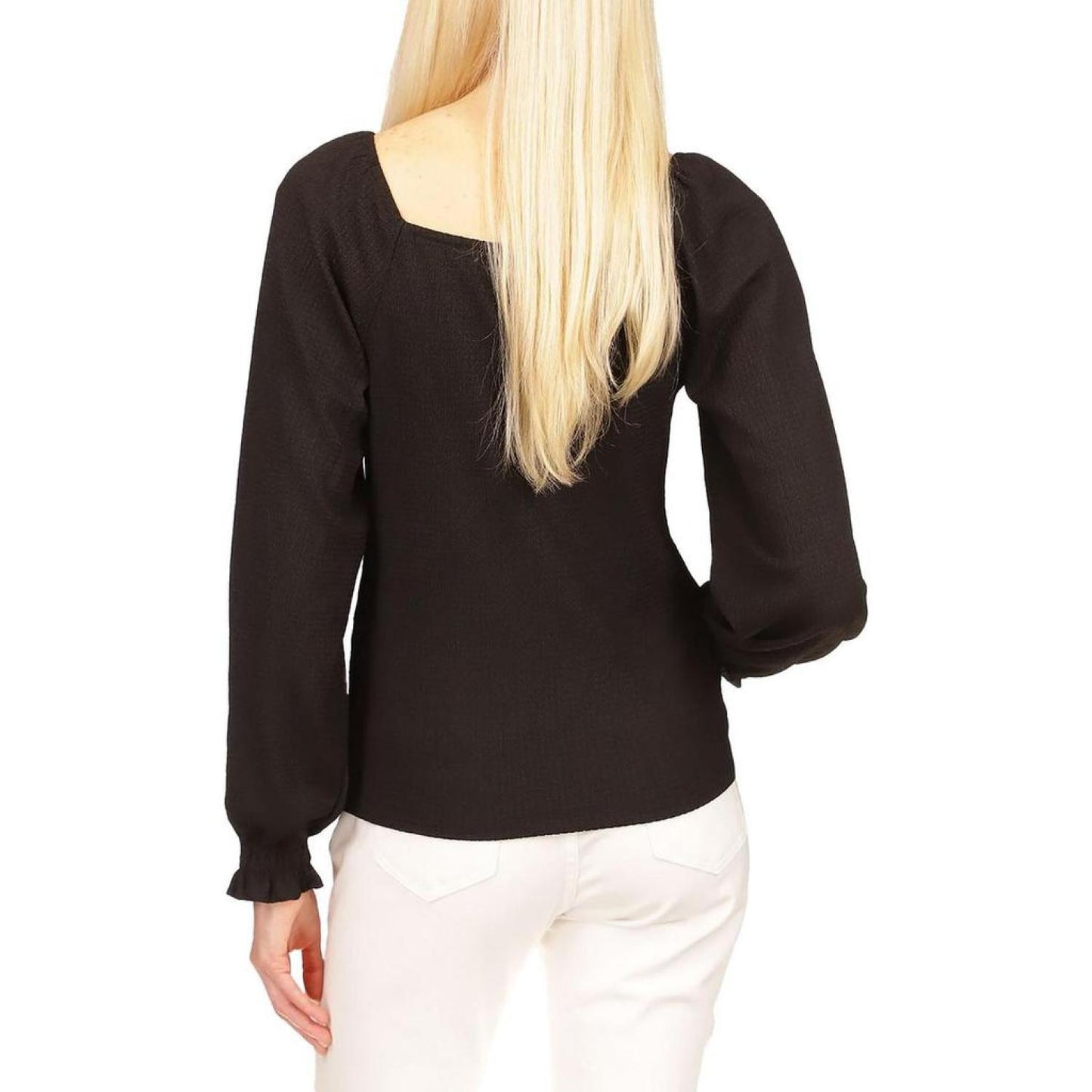 Womens Rouched V-Neck Pullover Top