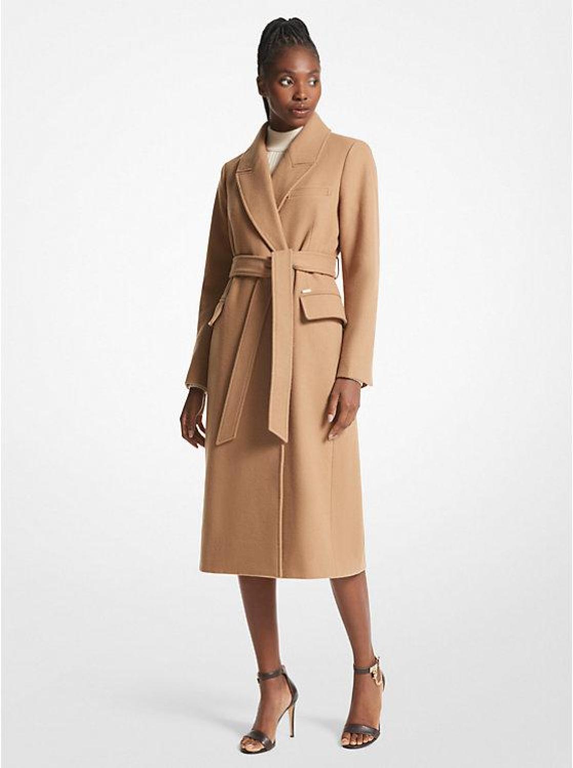 Wool Blend Wrap Coat