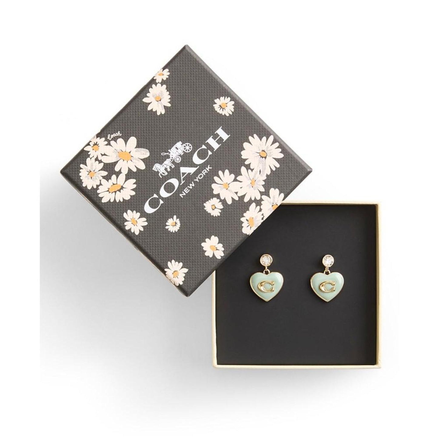 Faux Stone Enamel Signature Heart Drop Earrings