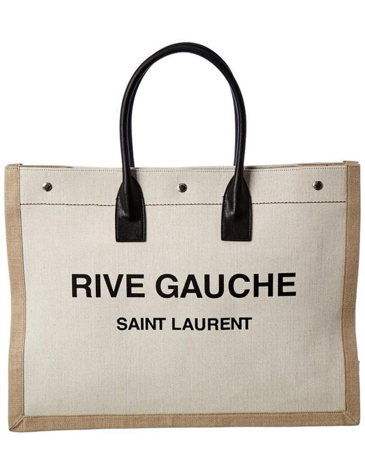 Saint Laurent Noe Rive Gauche Canvas & Leather Tote