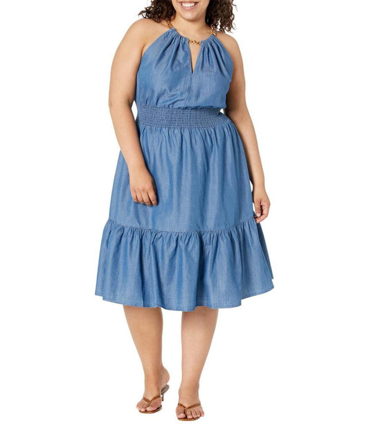 Plus Size Halter Neck Midi Dress