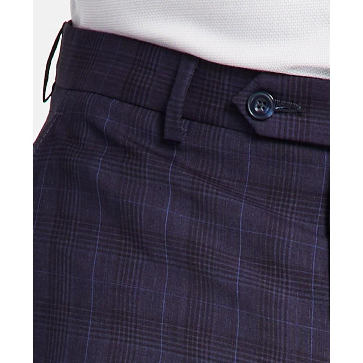 Men's Classic Fit Wool-Blend Plaid Suit Pants