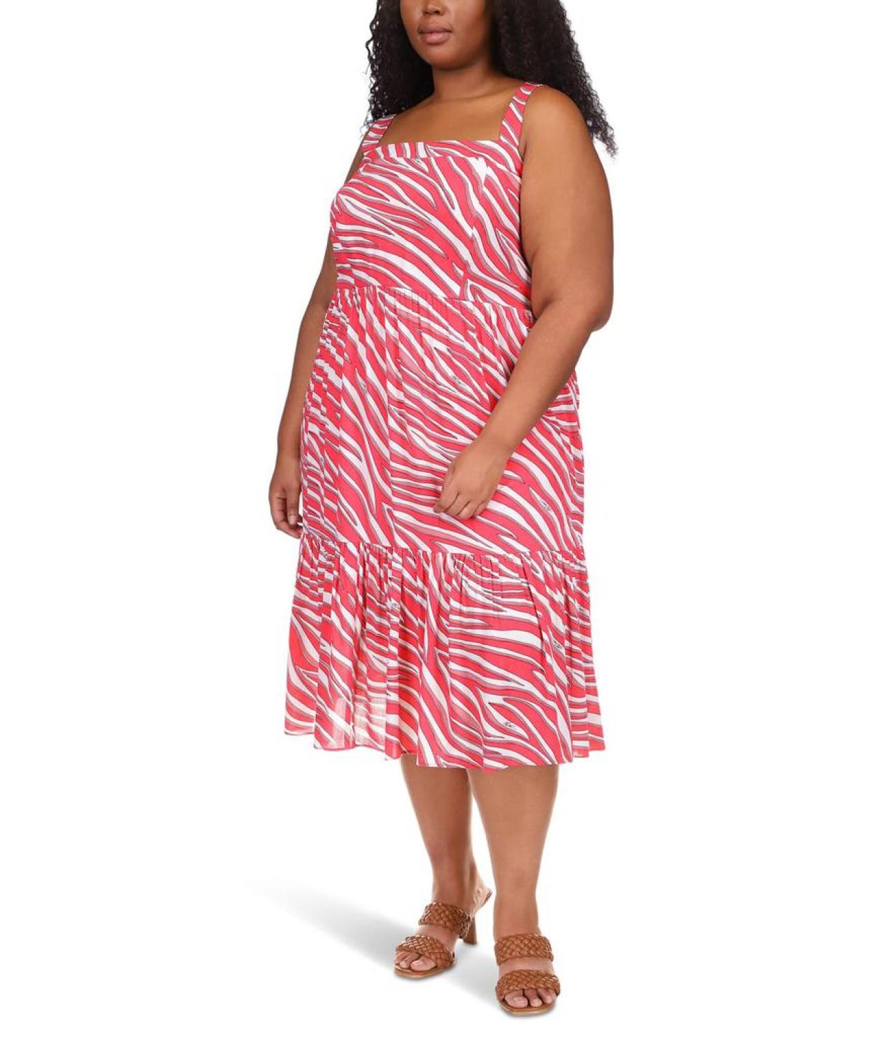 Plus Size Large Soft Zebra Midi Dress