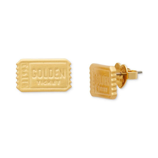 Gold-Tone Ticket Stud Earrings