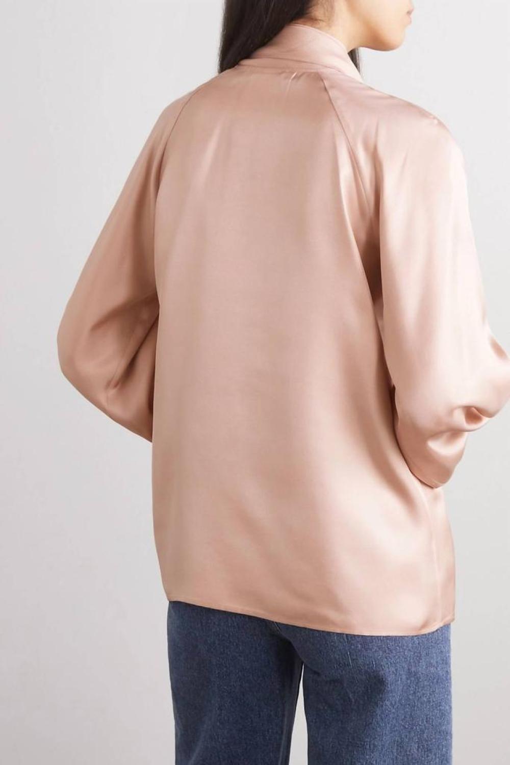 Albenga Silk Twill Blouse In Salmon