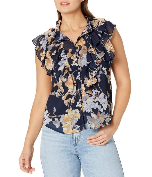 Petite Floral Georgette Sleeveless Shirt