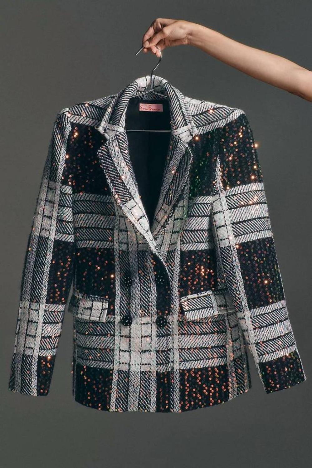 Sequin Blazer In Black Motif