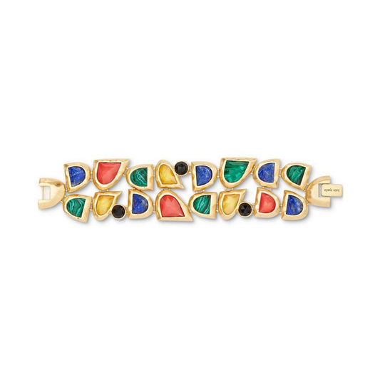 Gold-Tone Multicolor Mixed Stone Statement Flex Bracelet