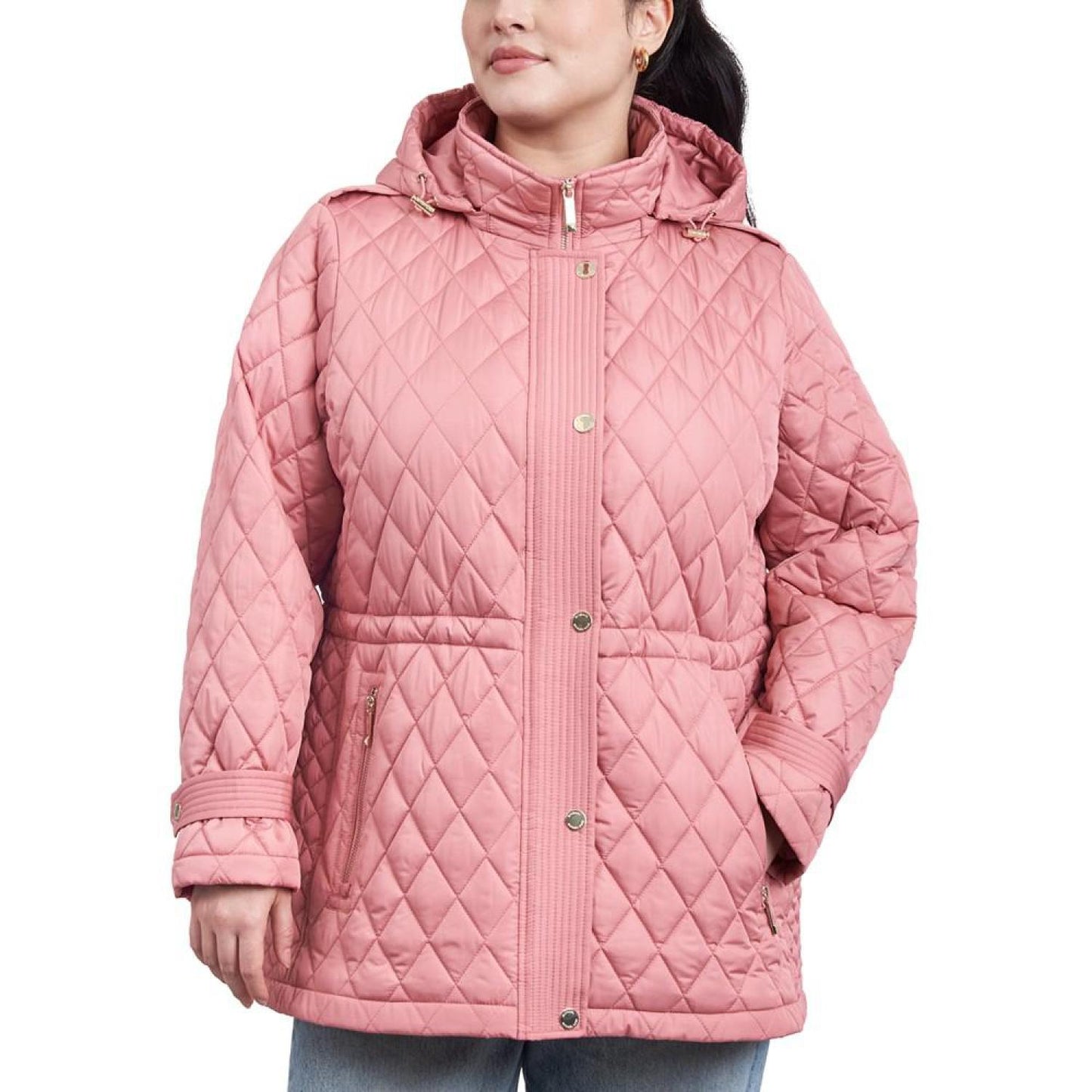 Women's Plus Size Quilted Hooded Anorak Coat