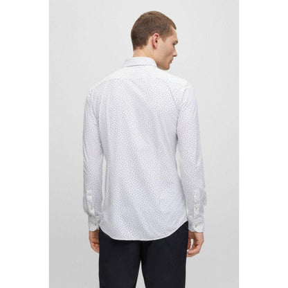 Slim-fit shirt in patterned performance-stretch fabric