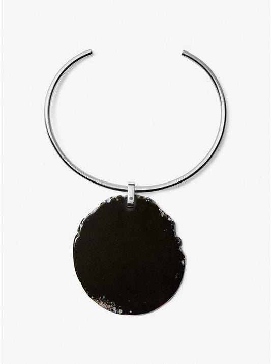 Precious Metal-Plated Brass and Agate Collar Necklace