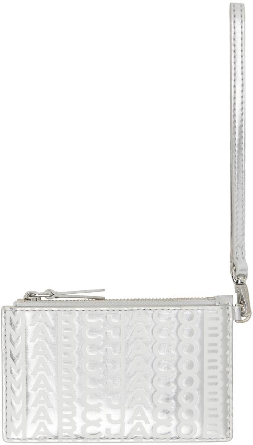 Silver 'The Leather Top Zip Wristlet' Wallet