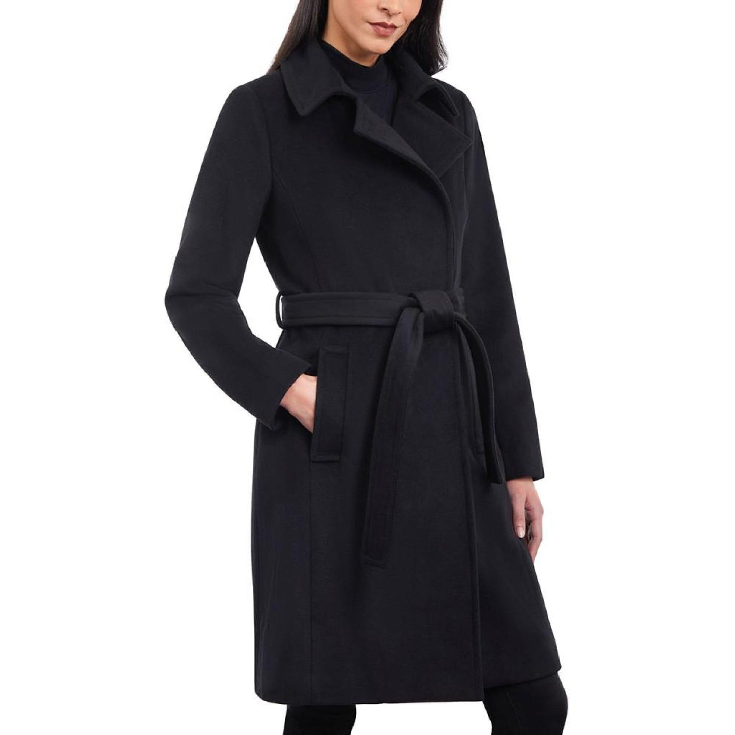 Women's Wool Blend Belted Wrap Coat