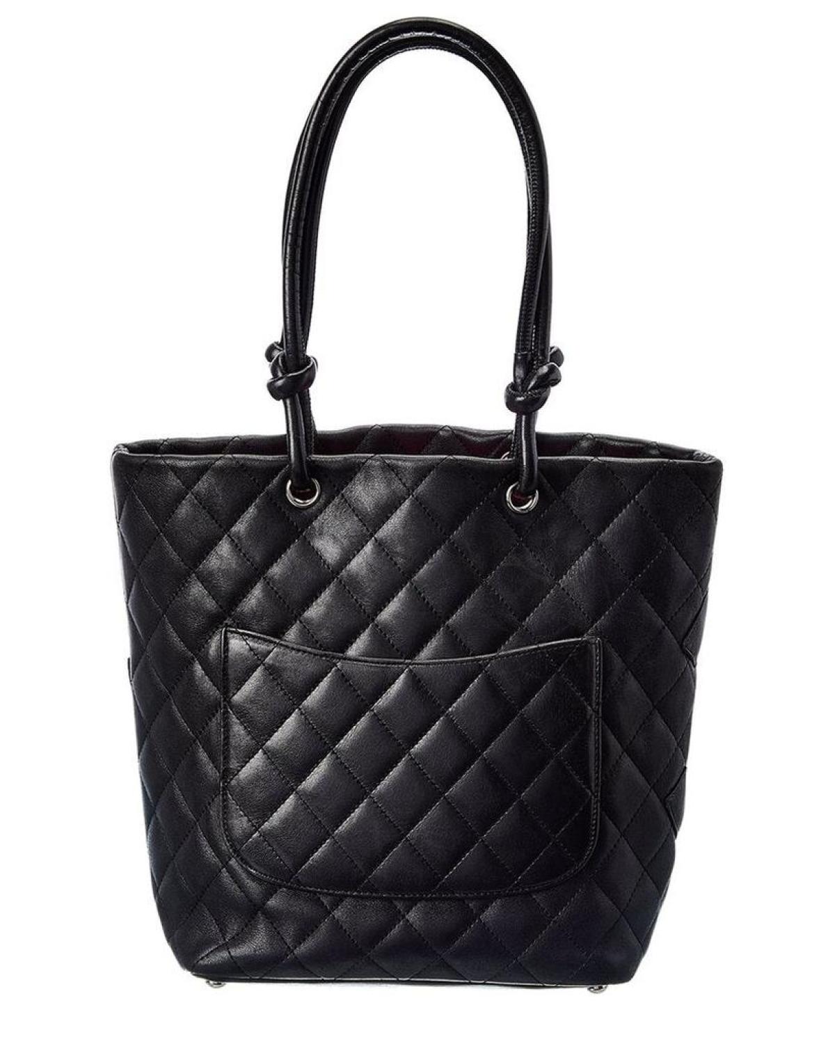 Chanel Black Quilted Lambskin Leather Medium Cambon Tote (Authentic Pre-Owned)