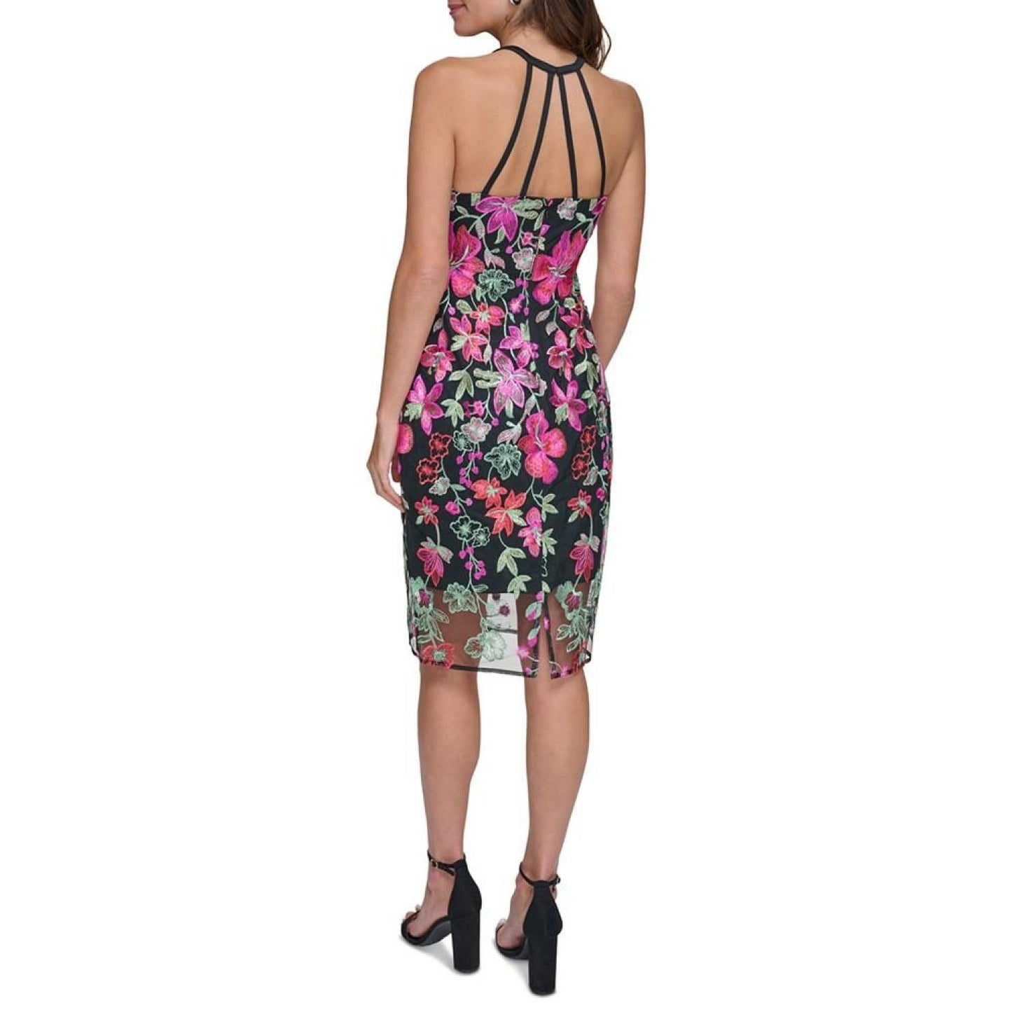 Women's Embroidered-Floral Mesh Sheath Dress