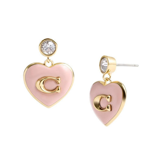 Faux Stone Enamel Signature Heart Drop Earrings