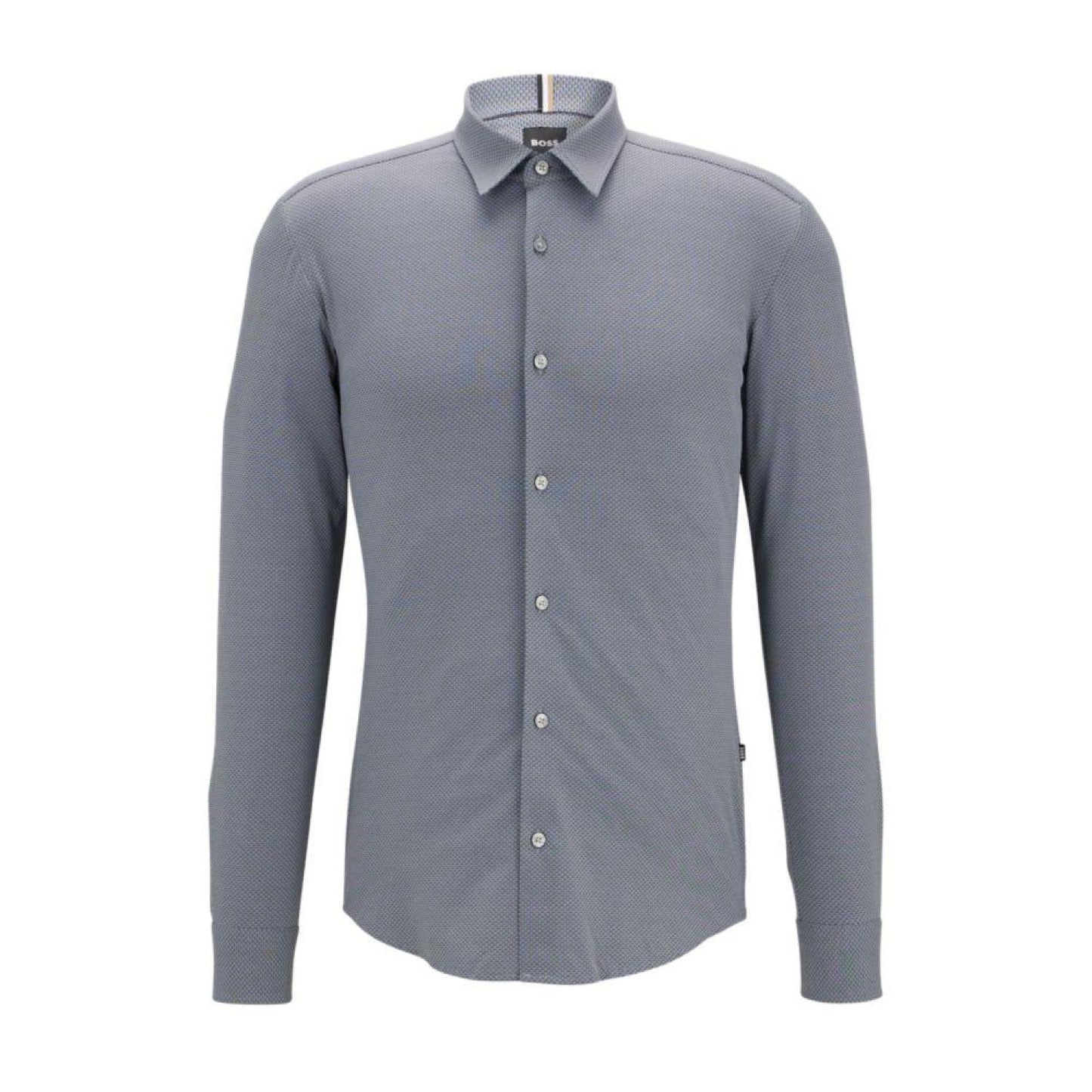 Slim-fit shirt in micro-patterned performance-stretch jacquard