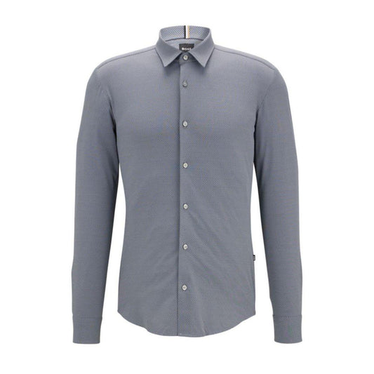 Slim-fit shirt in micro-patterned performance-stretch jacquard