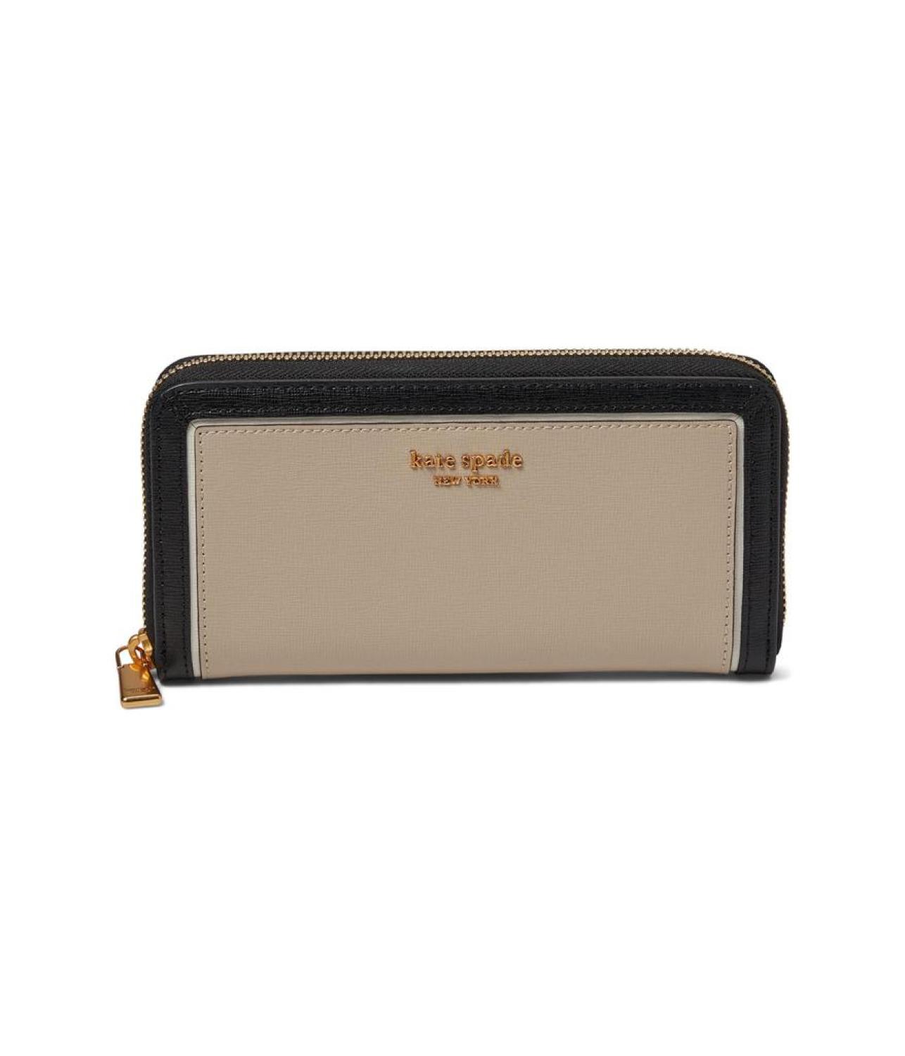 Morgan Color-Blocked Saffiano Leather Zip Around Continental Wallet