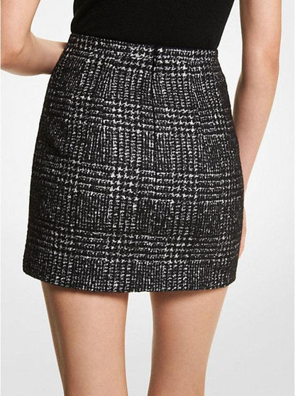 Glen Plaid Wool Blend Mini Skirt