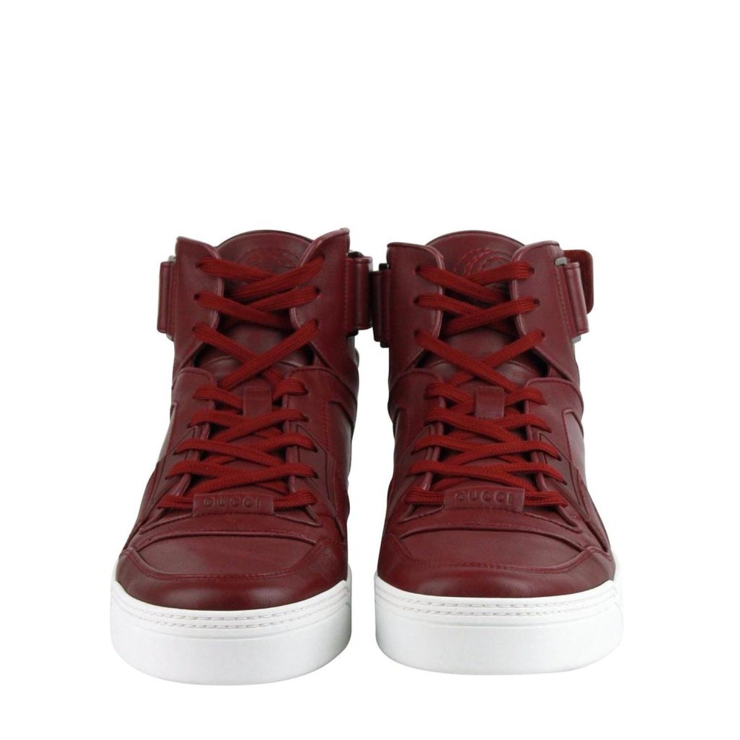 Gucci Men's High Top Strong  Leather Sneakers With Strap