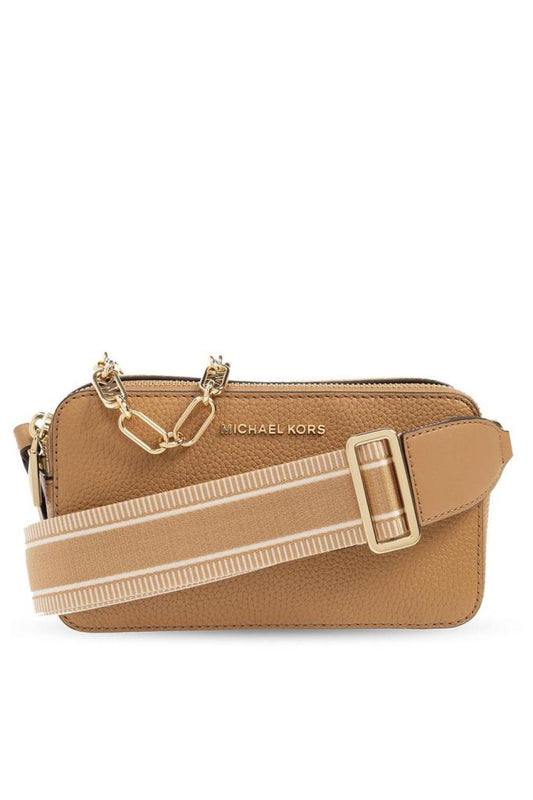 Michael Kors Logo Plaque Double Zip Small Crossbody Bag