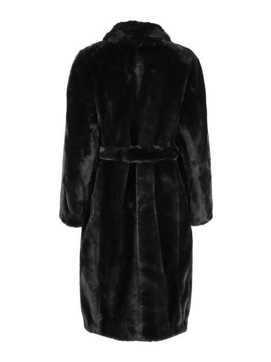 MAX MARA Women's Adorato Faux Fur Black Long Coat