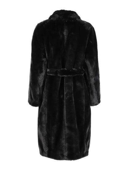 MAX MARA Women's Adorato Faux Fur Black Long Coat