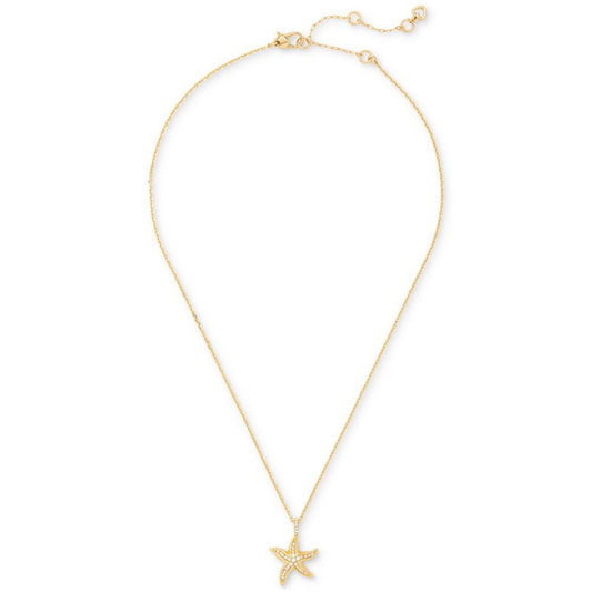 Gold-Tone Crystal Starfish Pendant Necklace, 16" + 3" extender