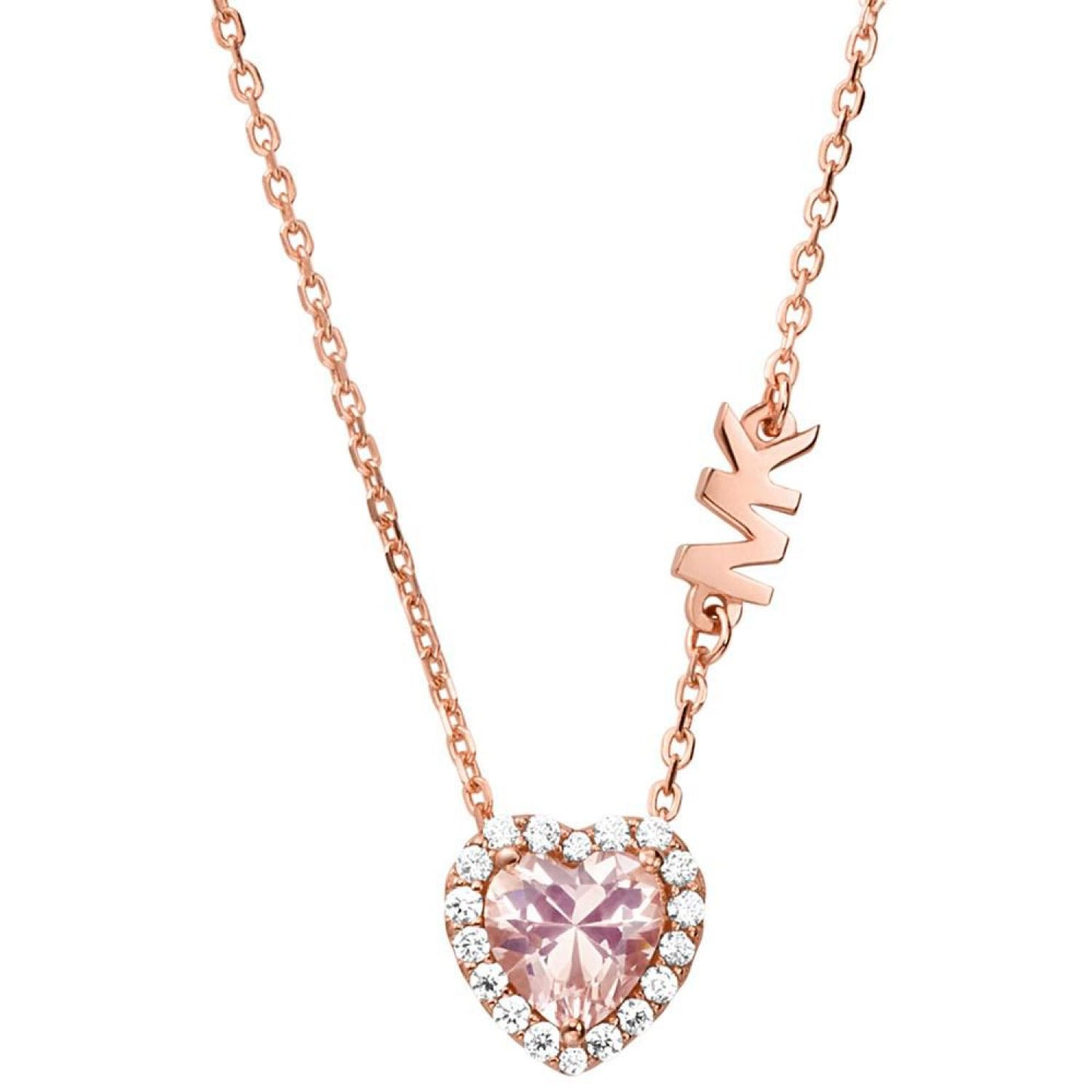 14k Rose Gold-Plated Sterling Silver Crystal Heart Halo Pendant Necklace, 16" + 2" extender