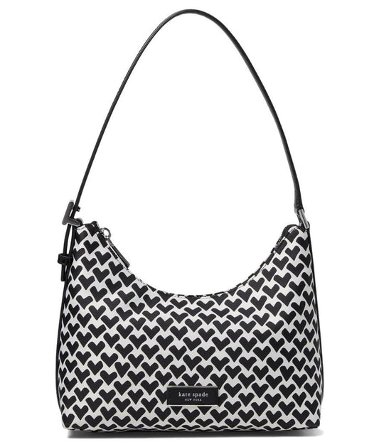 Sam Icon Modernist Hearts Jacquard Fabric Small Shoulder Bag