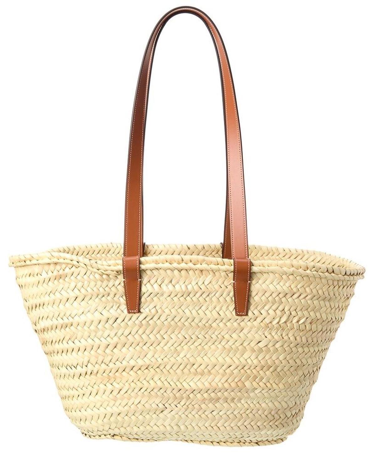 CELINE Triomphe Palm Leaves & Leather Tote