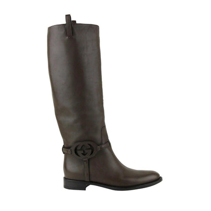 Gucci Women's Interlocking G Leather Knee Boots