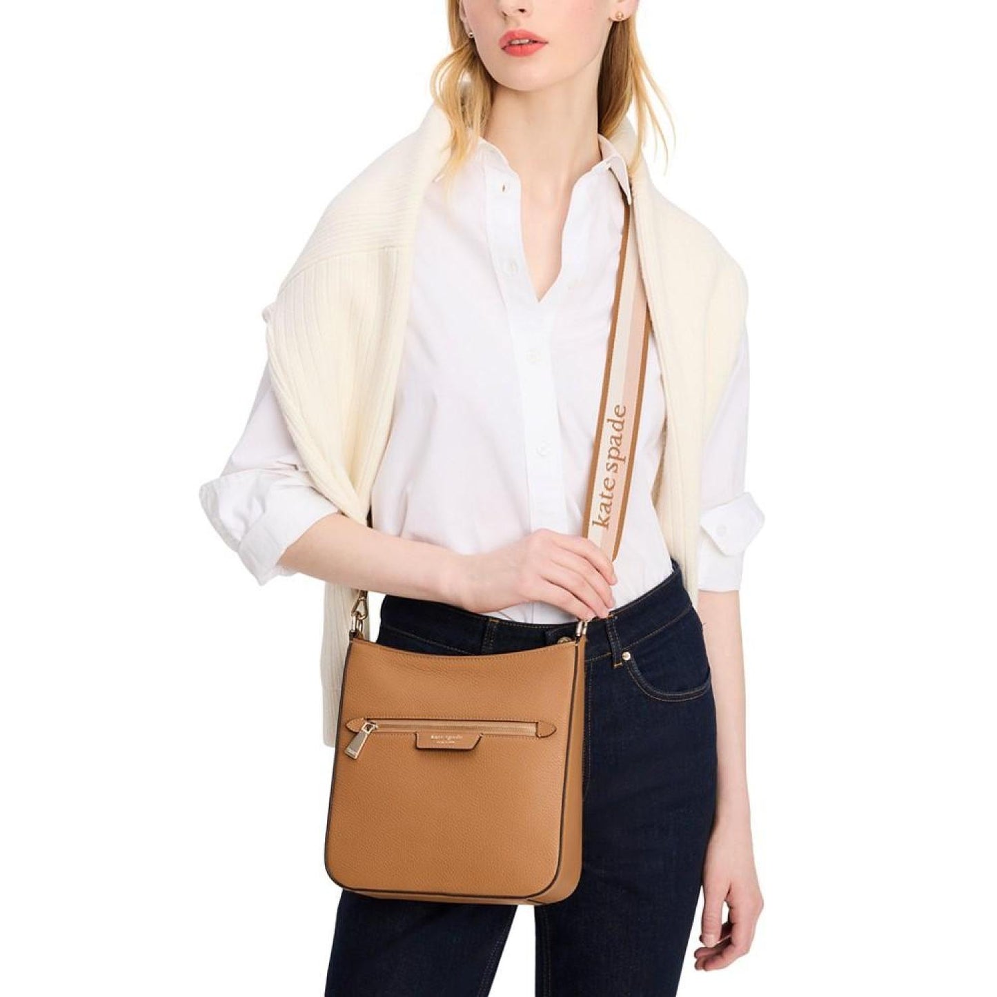 Hudson Small Pebbled Leather Messenger Crossbody