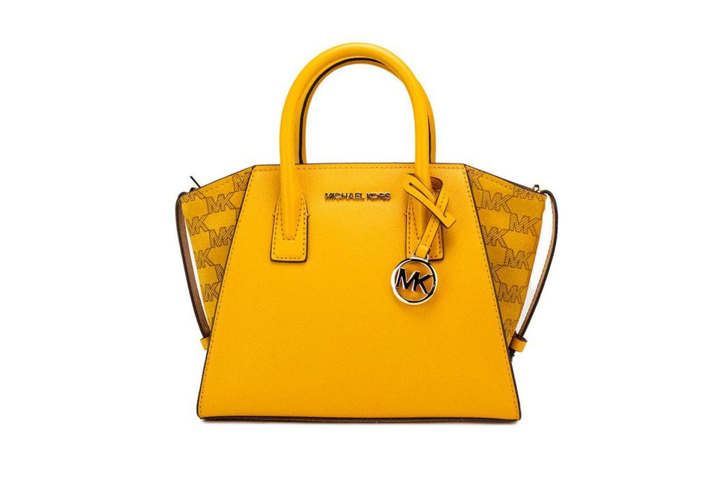 Michael Kors Avril Small Honeycomb Leather Suede Top Zip Satchel Crossbody Bag Women's yellow