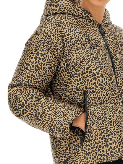 Michael Michael Kors Leopard Print Hooded Down Jacket