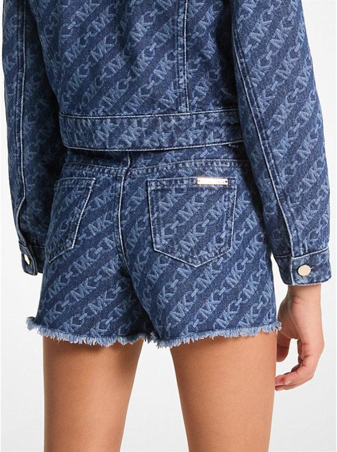 Empire Logo Print Denim Short