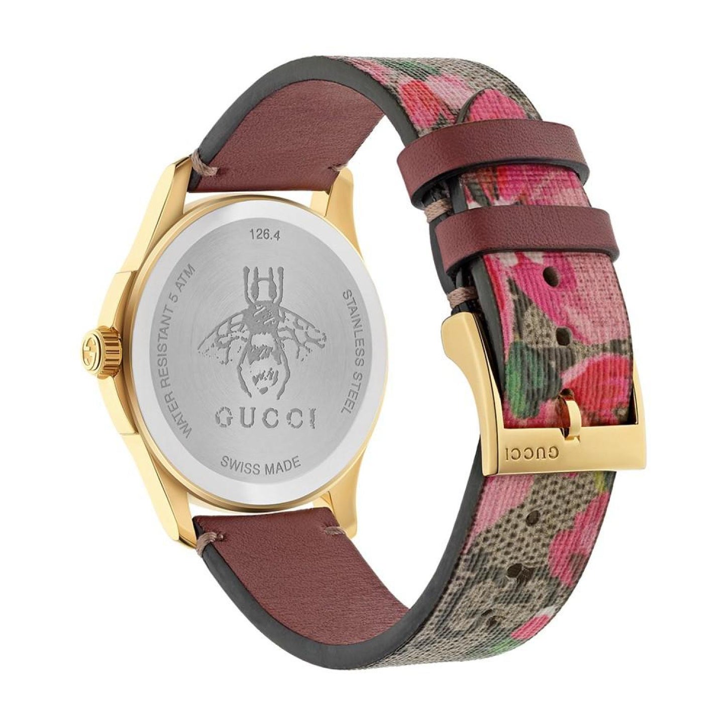 G-Timeless Pink Blooms Canvas Strap Watch 38mm