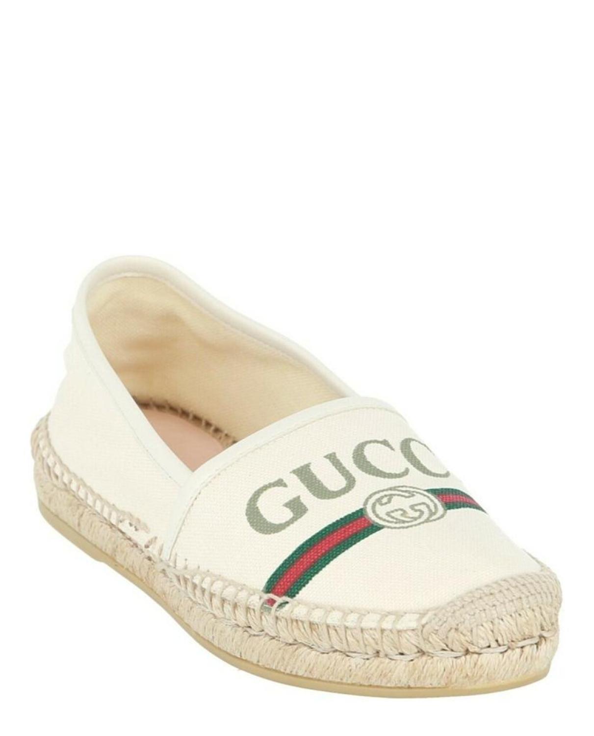 Gucci logo cheap canvas espadrilles