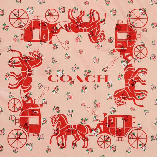 Coach Outlet Horse And Carriage Tea Rose Print Silk Bandana