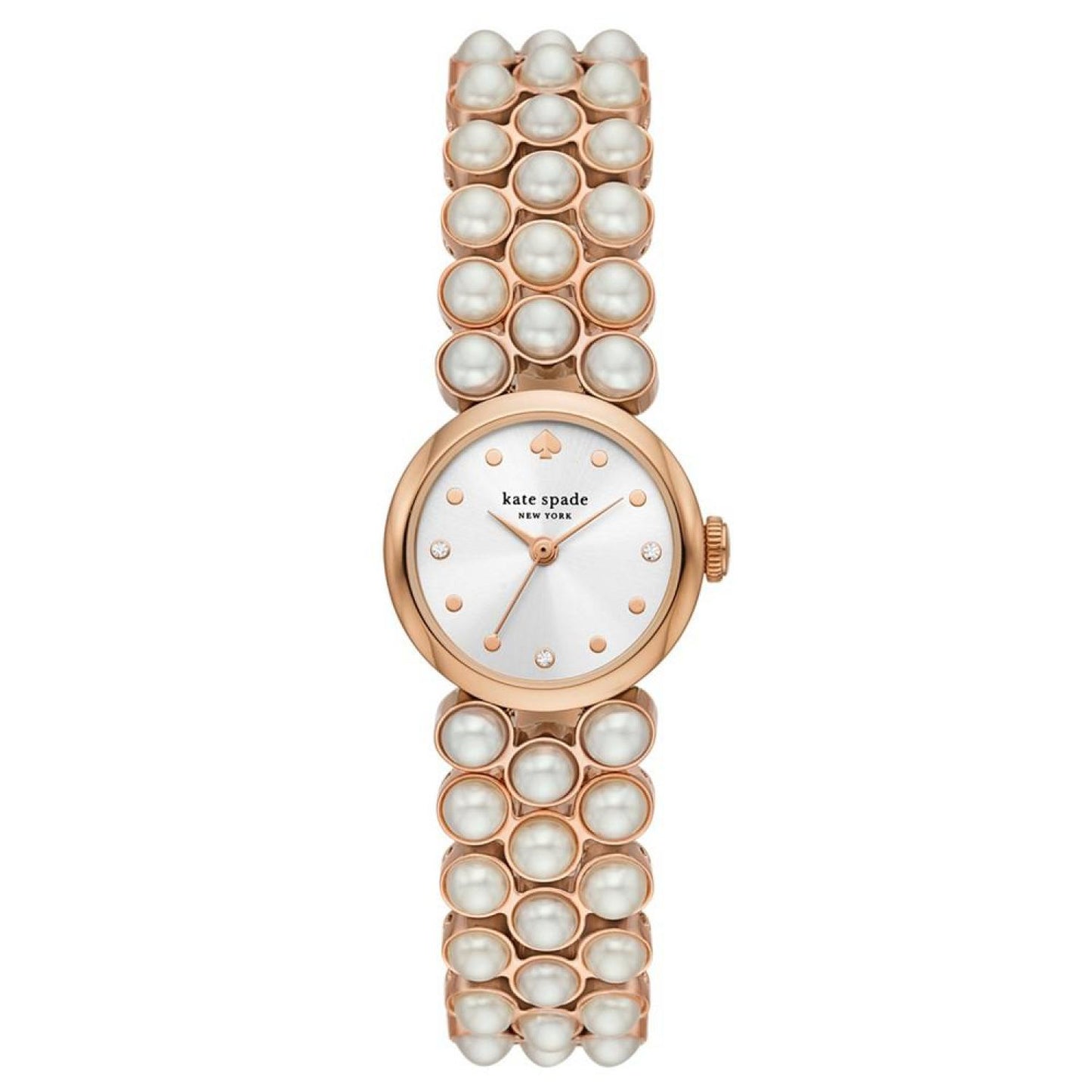 Kate Spade Women's Monroe Imitation Pearl Three-Hand Rose Gold-Tone Stainless Steel Bracelet Watch 24mm