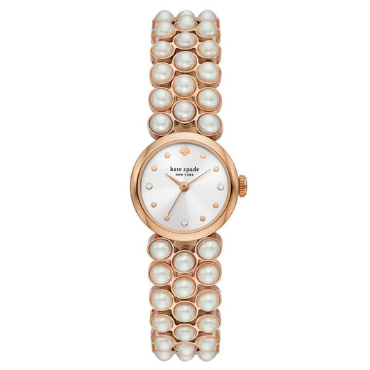 Kate Spade Women's Monroe Imitation Pearl Three-Hand Rose Gold-Tone Stainless Steel Bracelet Watch 24mm