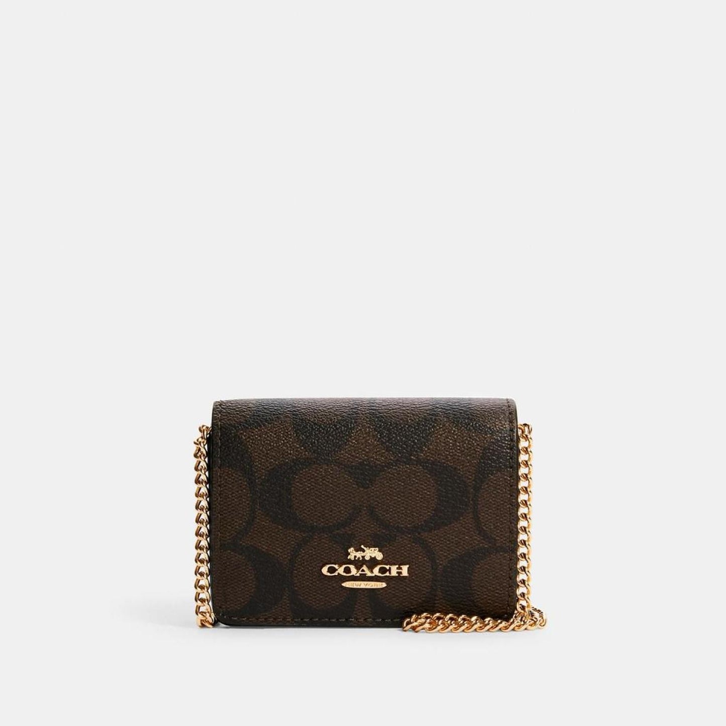 Coach Outlet Mini Wallet On A Chain In Signature Canvas